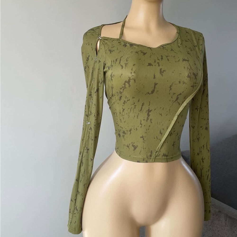 Asymmetrical Green long sleeve top